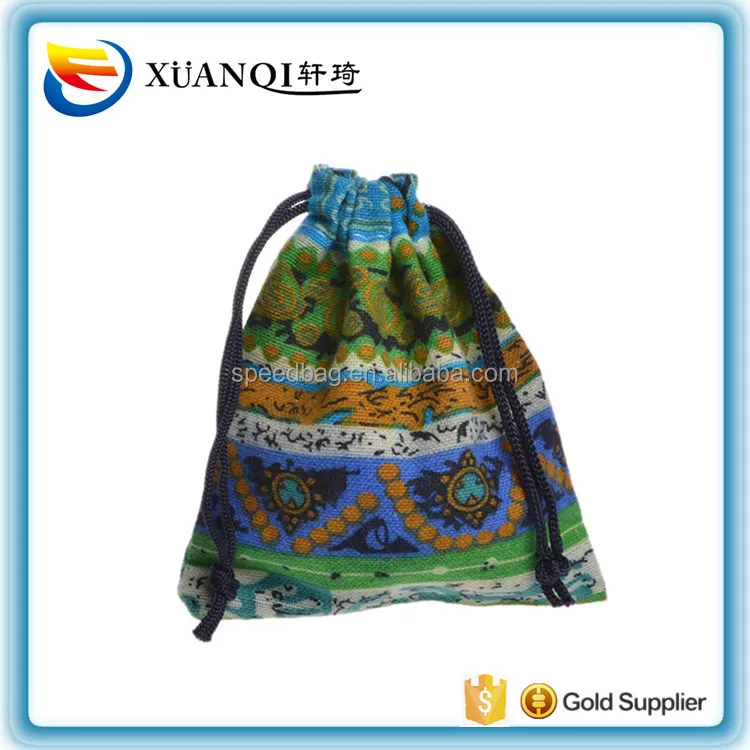 Stock small color cotton Indian ethnic  jewelry pouch bag vintage cotton gift bags