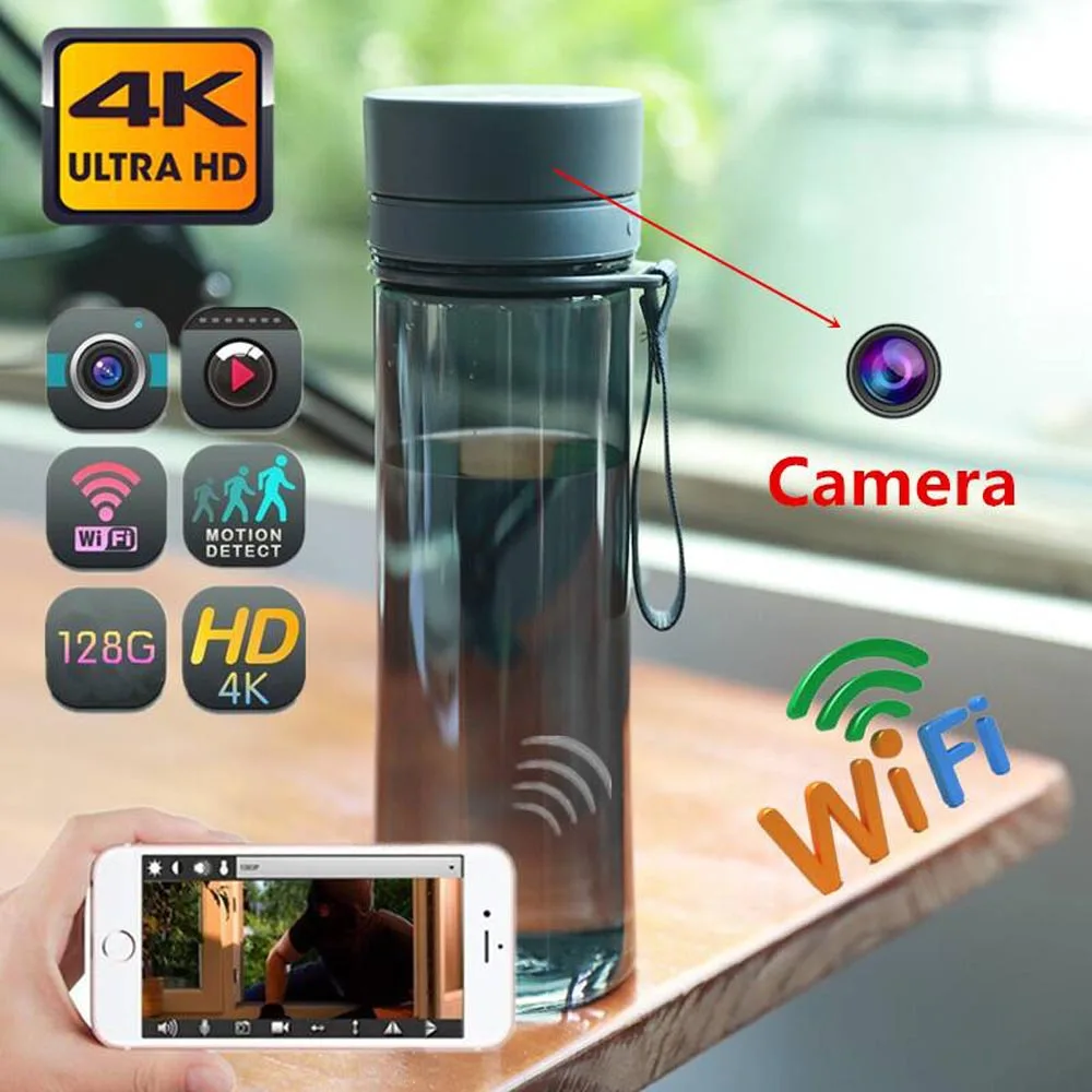  Портативная Мини Wi-Fi беспроводная камера 4K HD для бутылки с водой
