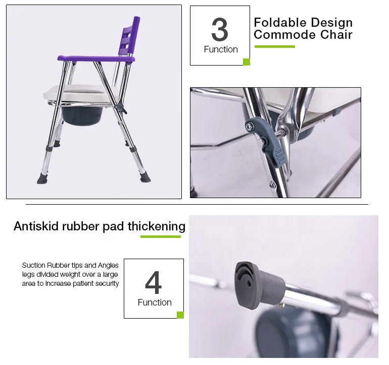 
Lightweight steel commode toilet chair with bepan SC7045G 
