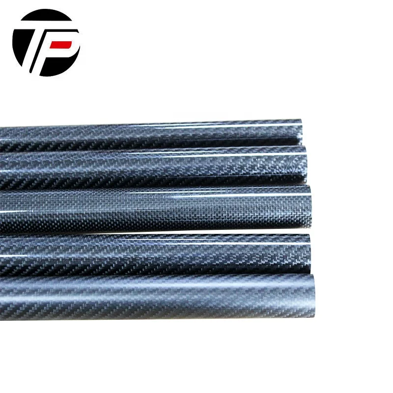 Wholesale customized large diameter glossy twill 3 k full carbon fiber tube