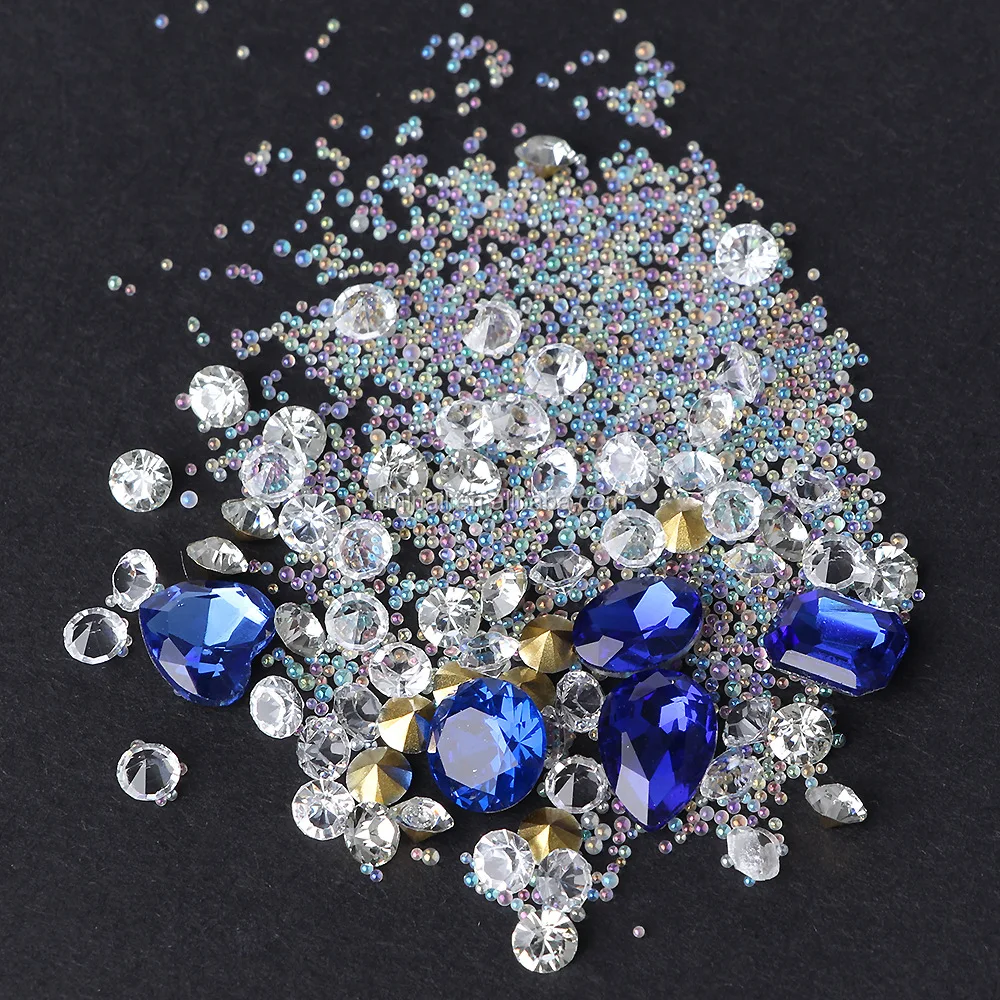 2018 hot sale nail art crytal stone caviar mix rhinestone mix
