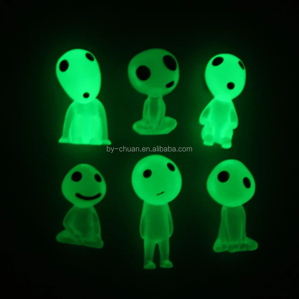 5pcs Princess Mononoke Mini Luminous Tree Elves Hayao Miyazaki Micro Landscape Cute Resin Decoration Cartoon Toy Birthday Gifts