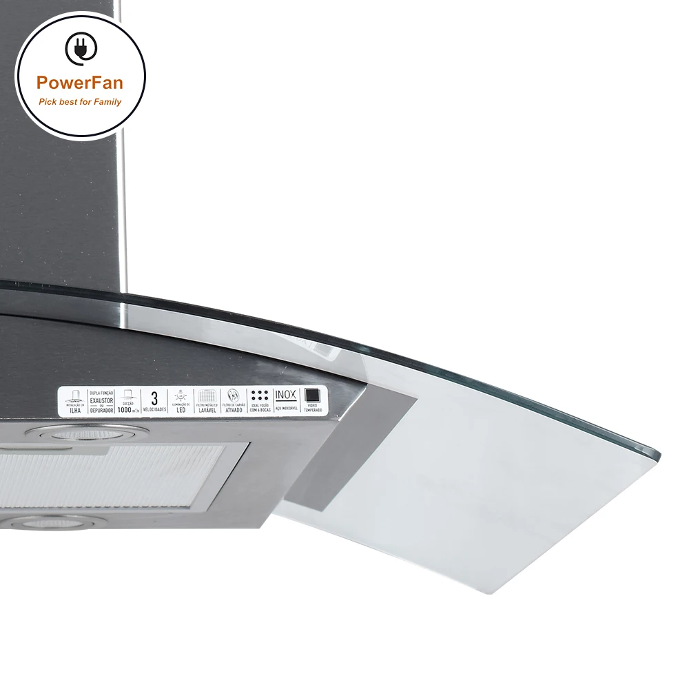 Iso Portable 220V 180W Stainless Steel Kitchen Island Range Hood