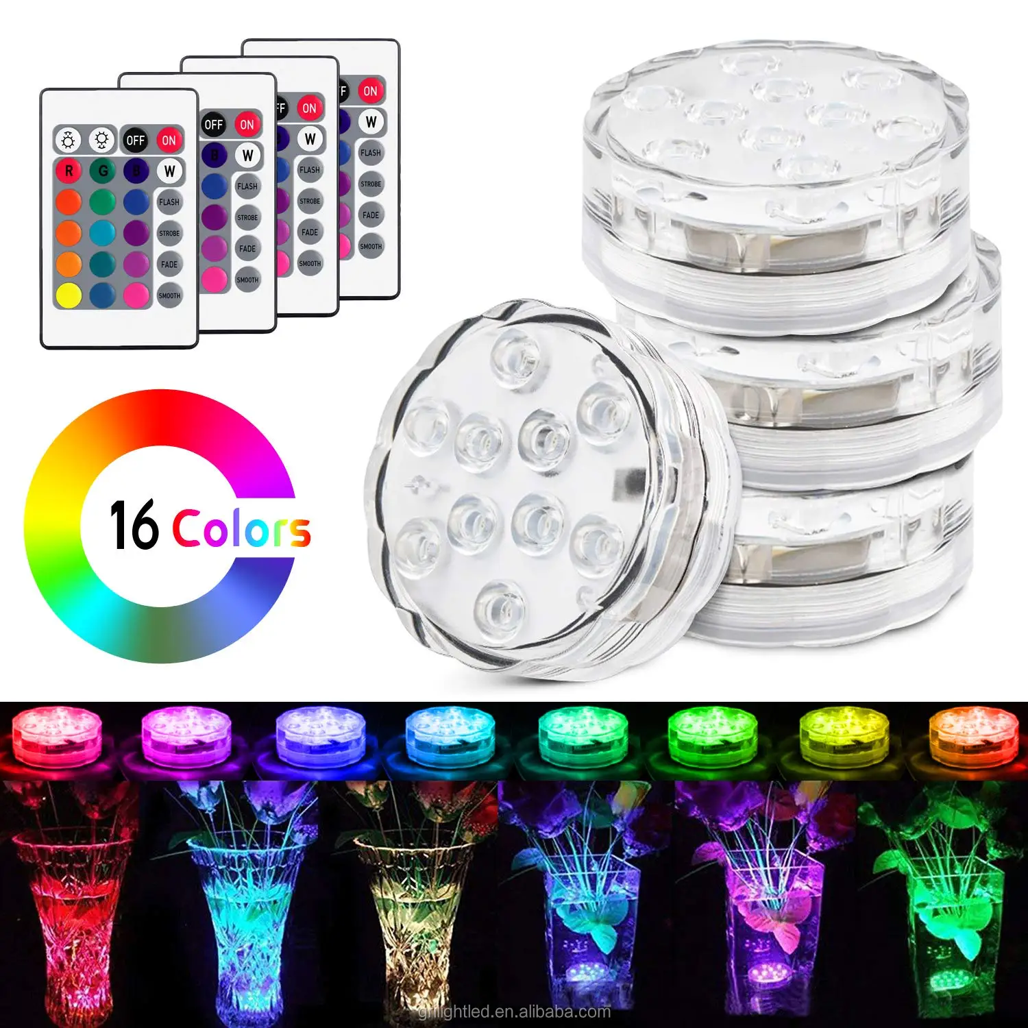 10leds Hookah Led Light Submersible Led Light Home Decoration Customized Logo Remote Control RGB Round Shape Outdoor Activity