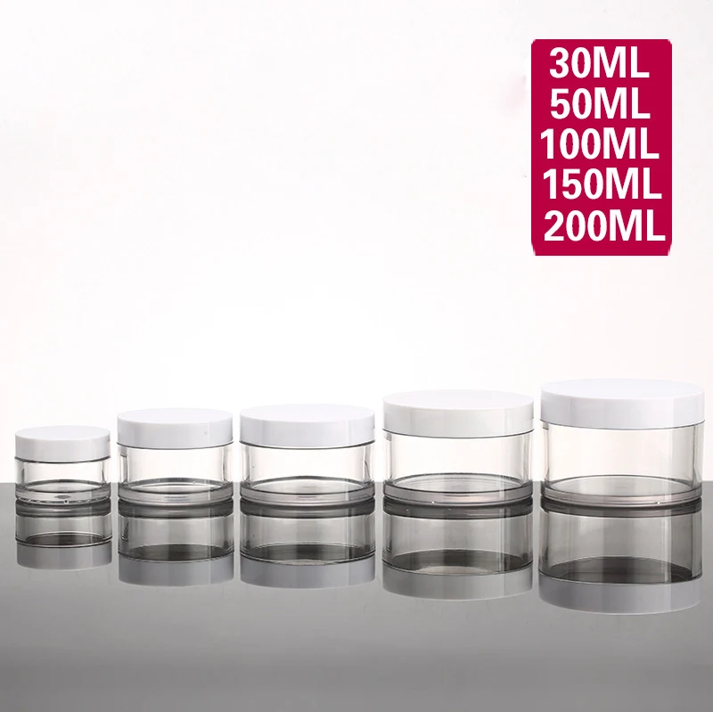 
Fancy packaging 100ml 200ml PET cosmetic jar with white cap 