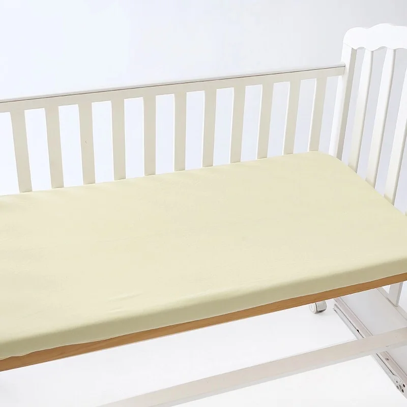 
Amazon Hot Sale Newborn Baby Crib Dyed Bedding Knitted Plain Cotton Jersey Fitted Sheet 