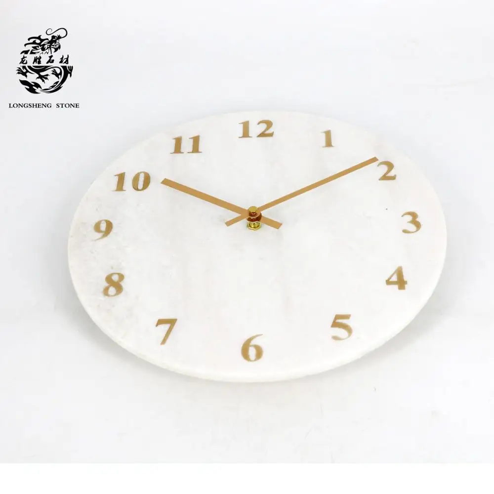 Wholesale 12 Inch Luxury White Marble Wall Clock Large Size Personalized Living Room Clock with Alarm Function Separates Design