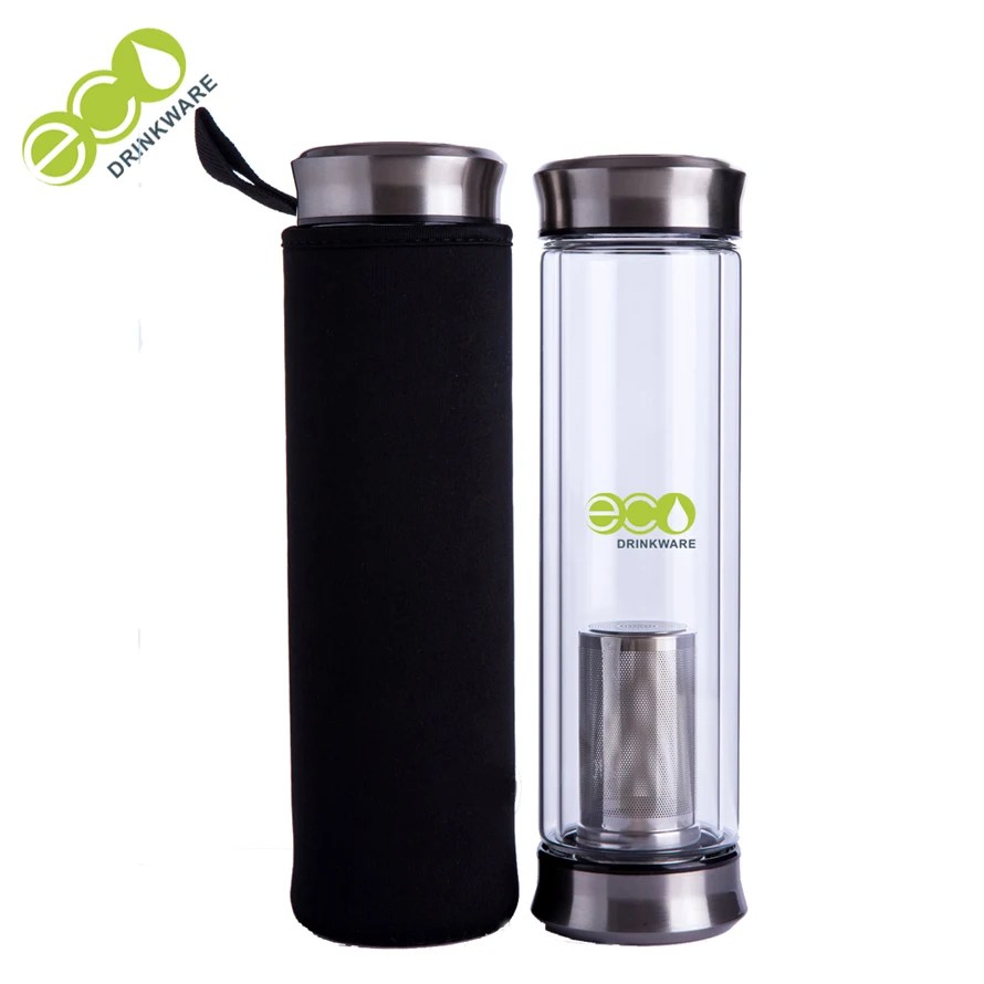 2018 hot selling eco drinkware Promotional eco-friendly bpa free double wall glasses water bottle wholesale