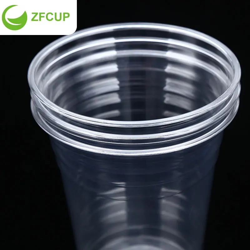 
ZFCUP 500ml Clear Disposable Juice Plastic Cup Dome Lid for Shakes 