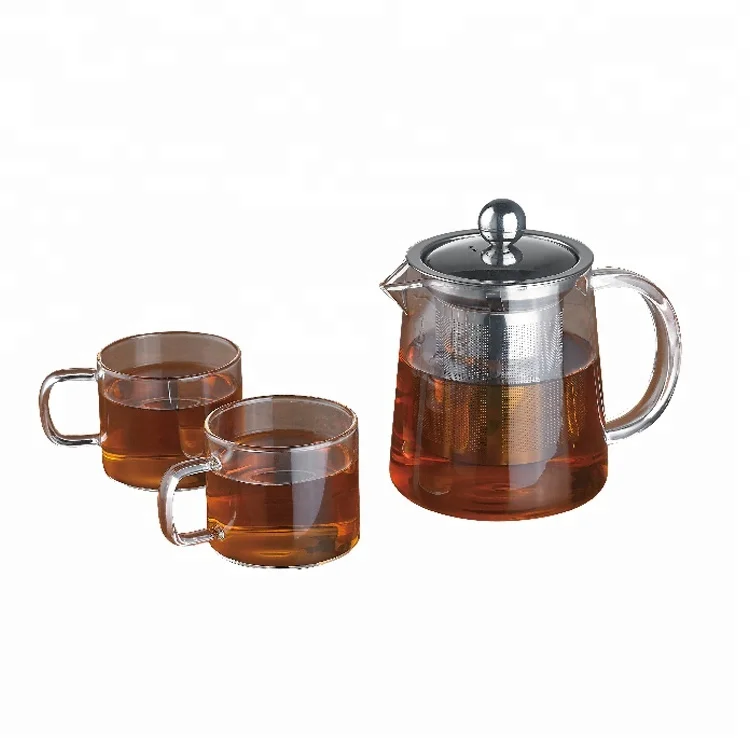 
Modern Design Heat-Resisting High Borosilicate Glass Tea Pot Set With Gift Box 