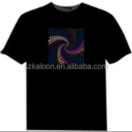 EL T-Shirt Sound Activated Flashing T Shirt Light Up Down Music Party Equalizer LED T-Sh EL t shirt Promotional LED t shirt