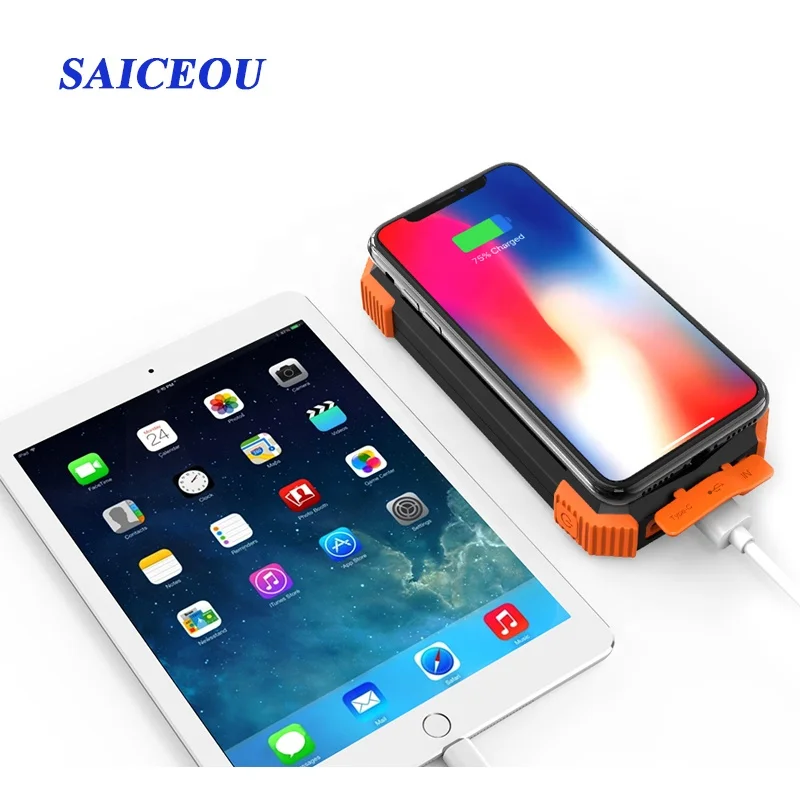 
Latest Solar Power Bank Qi Wireless Charger power bank 10,000mAh External Battery power bank 