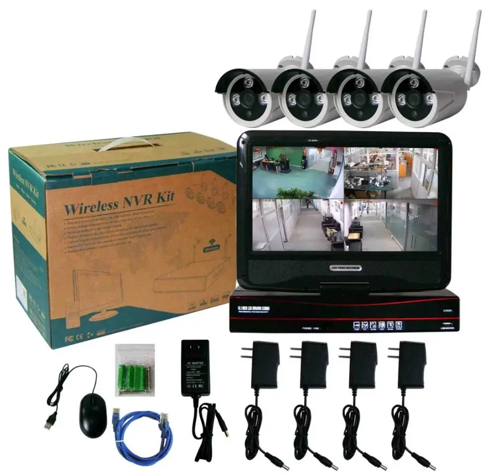 LCD wireless wifi NVR security camera monitor kits surveillance 4/8ch 1080P full set cctv JUAN solution