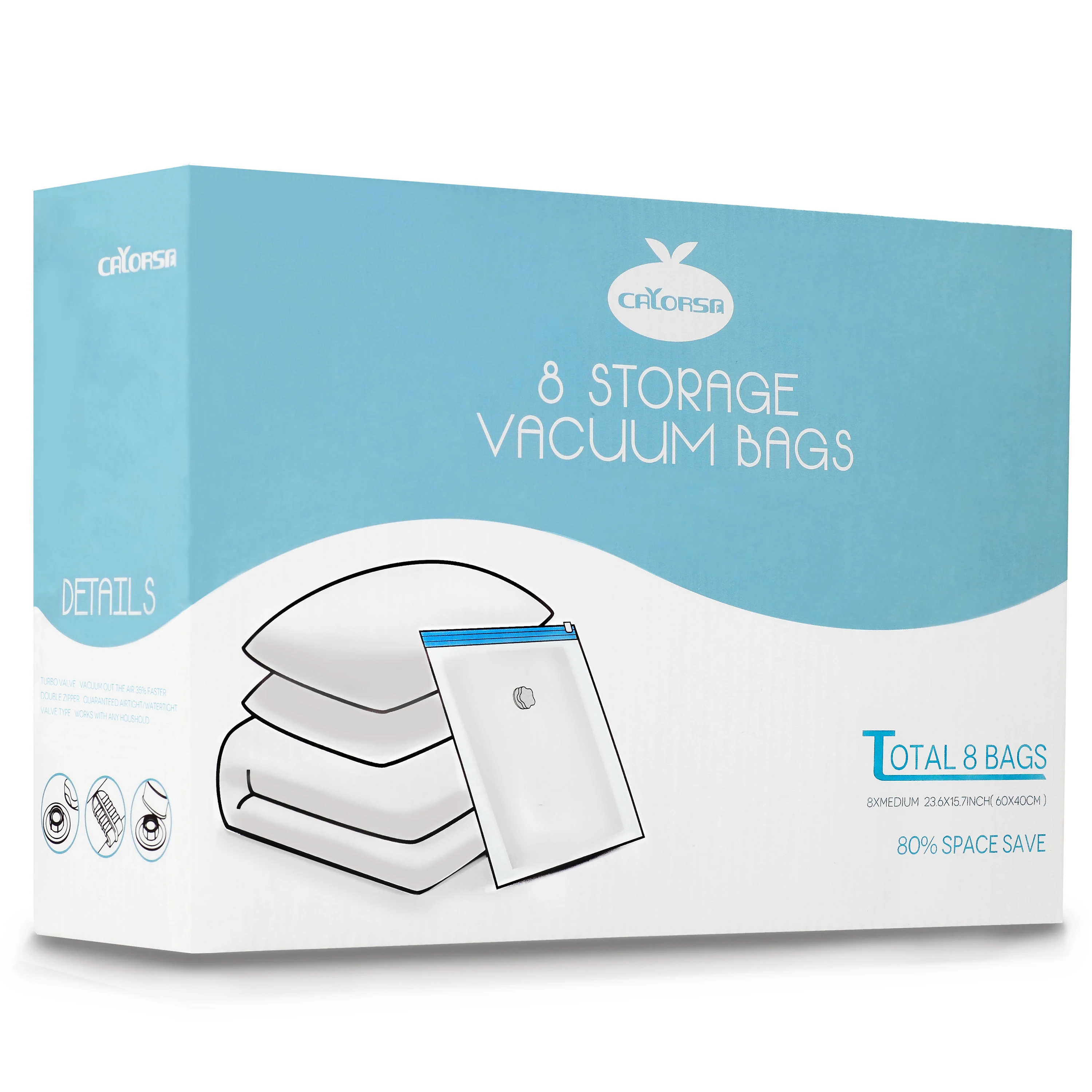 
CALORSA Space Saver Bags 8 Medium with Hand Pump Compression Premium Vacuum Storage Bag for Clothes 