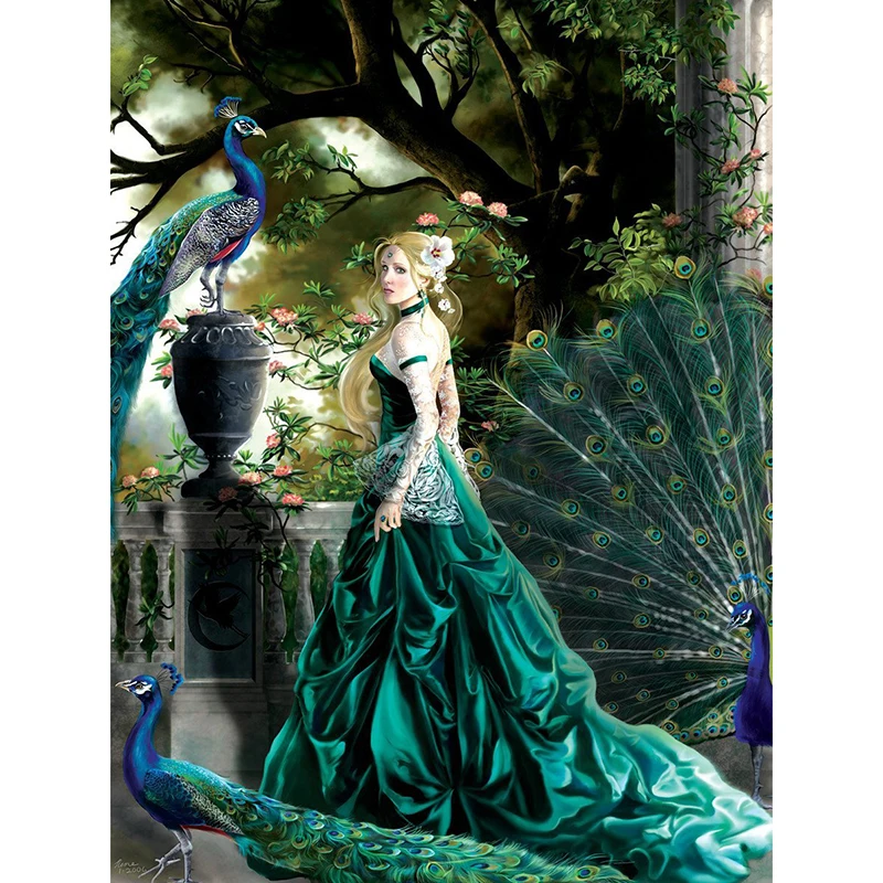 
h899 5d diamond painting kit,Beauties and peacocks diamond embroidery 5d 