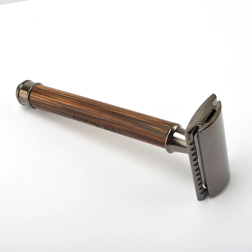 Традиционная Мужская бамбуковая бритва с двойным краем, безопасная бритва