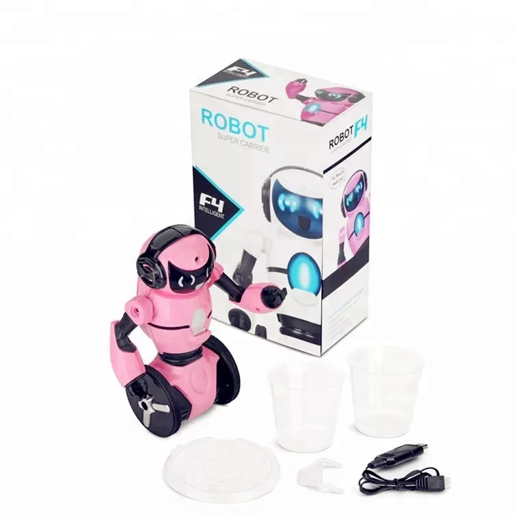Original WLtoys F4 ABS WIFI Camera Intelligent Balance RC Robot Toys Pink White for Kids gift