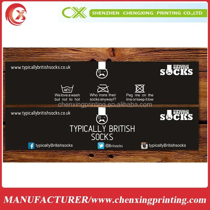 header card for socks paper header with plastic hook for hanging