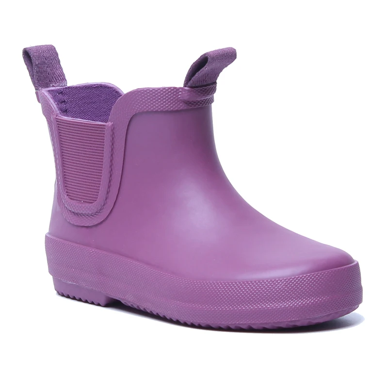 High quality newest design yellow logo kids ankle rain shoes rubber boots for children