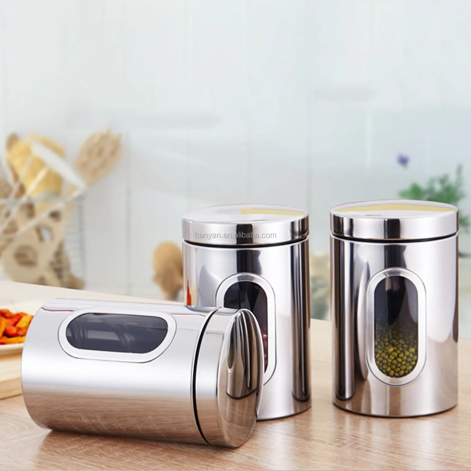 Недорогая металлическая кухонная канистра высокого качества с логотипом на заказ контейнер для чая и кофе из нержавеющей стали