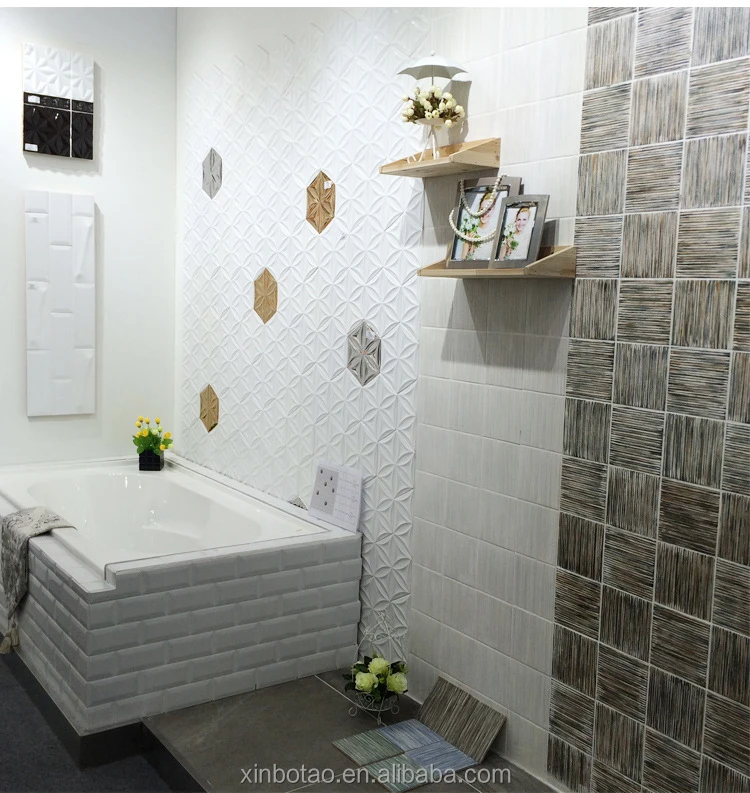 
New product hotel shower sparkle quartz 3d wall ceramic tile 