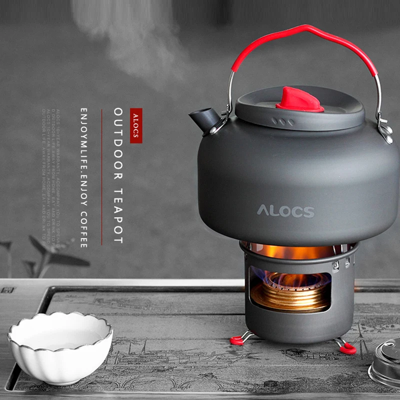 ALOCS Aluminum Alloy High Quality Burner Outdoor Portable Camping Alcohol Stove With Teapot Kettle Set