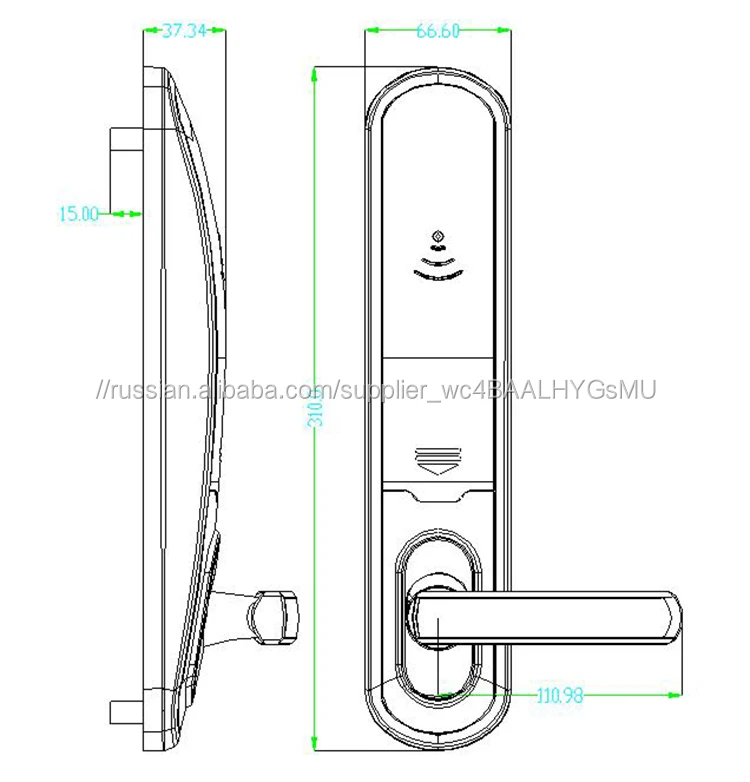 New Zinc Alloy Digital Electronic Smart Card Hotel Front Door Lock Smart Lock