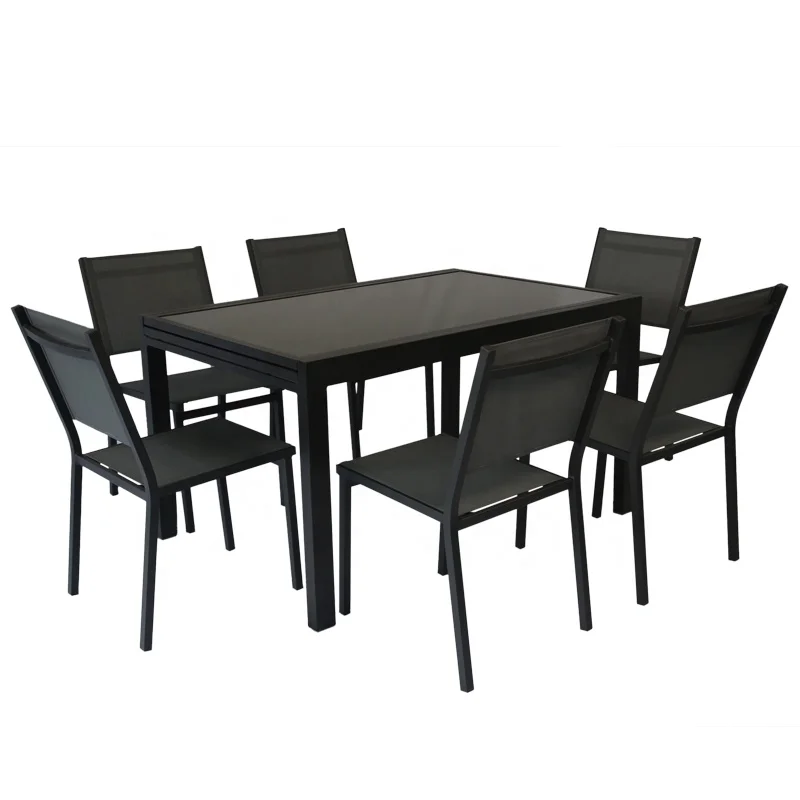 Алюминиевый уличный раздвижной металлический обеденный стол для внутреннего дворика, уличный двухслойный симметричный