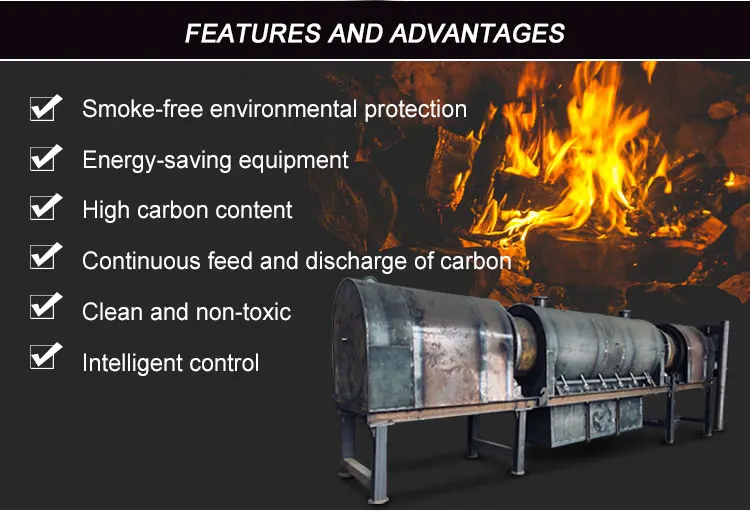 Wood Coconut Shell Biomass Air Flow Carbonization Furnace Machine Carbonated Charcoal Stove