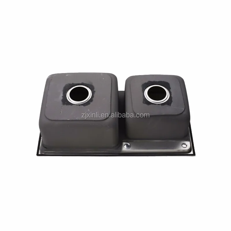 82*45CM SUS304 Stainless Steel Countertop Double Bowl Kitchen Sink with Knife Holder X26152