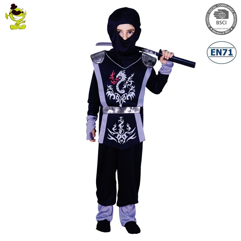 Halloween Party Cosplay Ninja Fancy Dress For Boys Children Black Dragon Ninja Costume