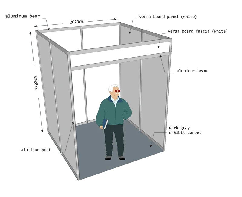 Заводская цена алюминиевая выставочная камера 2x2