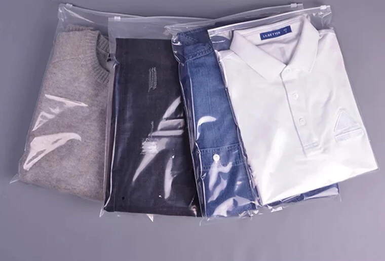 Custom LOGO PE vinyl adhesive zip-lock plastic t-shirt packaging bag