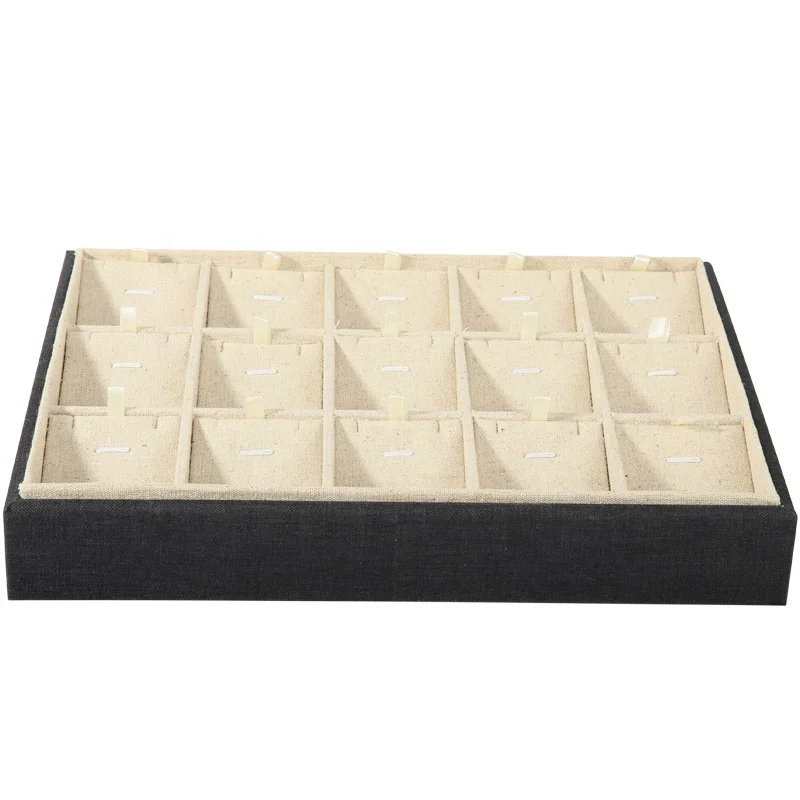 High quality linen material jewelry look at the pallet bracelet ring earrings display tray