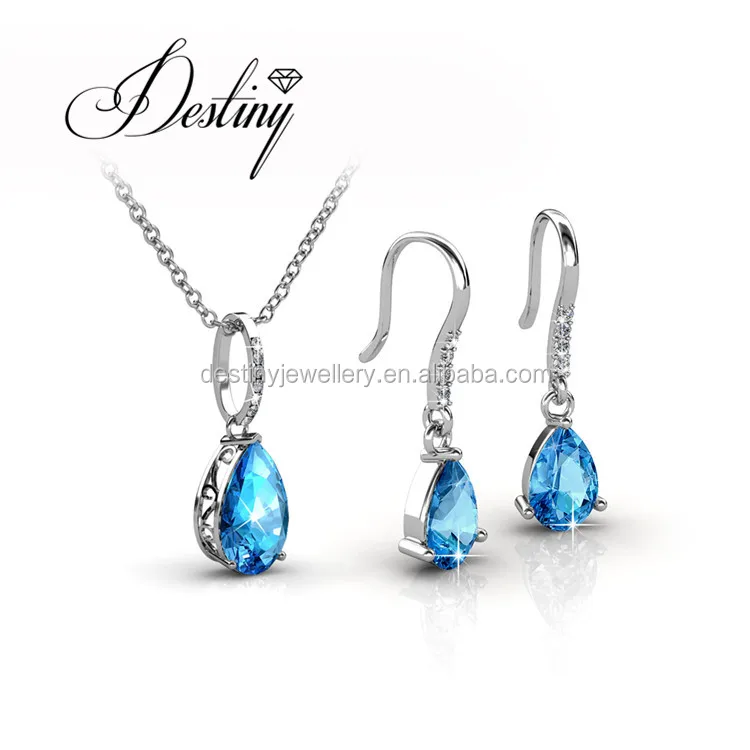 Destiny Jewellery Engagement Pendant and Earring Sets Crystal Jewellery Set with Pear DS090
