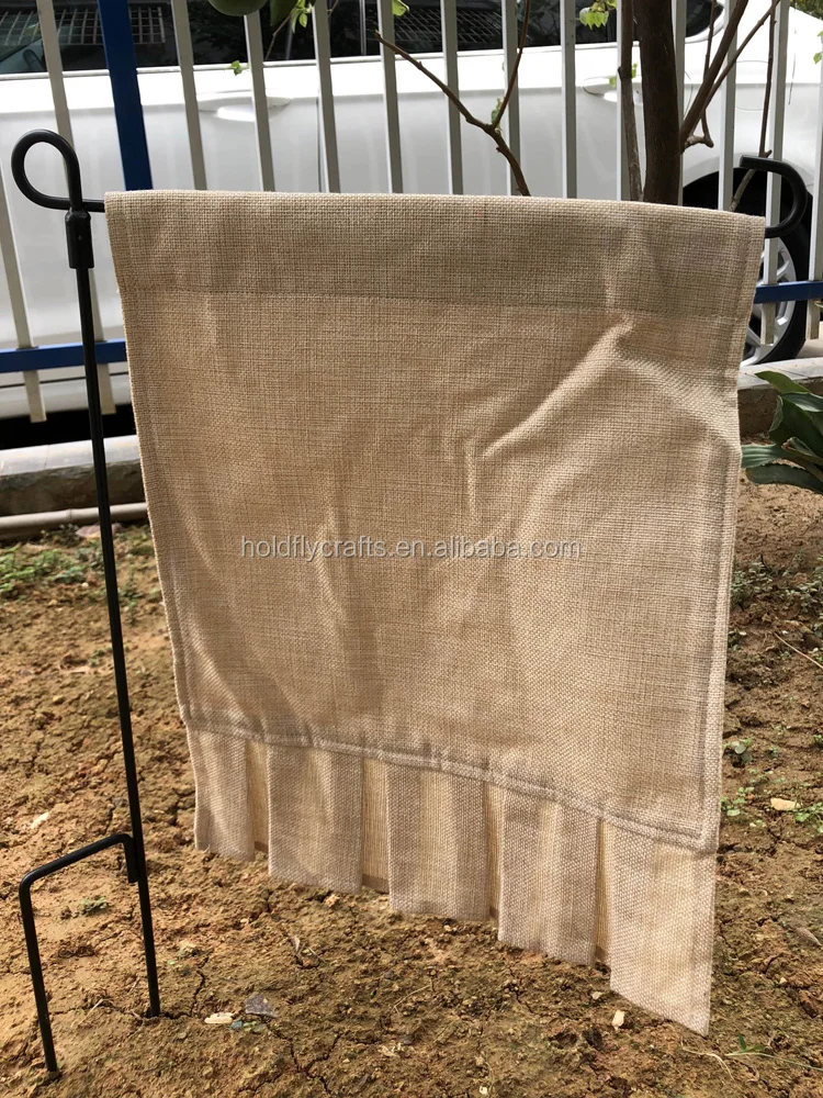 Wholesale Various High Quality Burlap Ruffle Garden Flag, Ruffle Edge Burlap Garden Flag, Blank Garden Flag