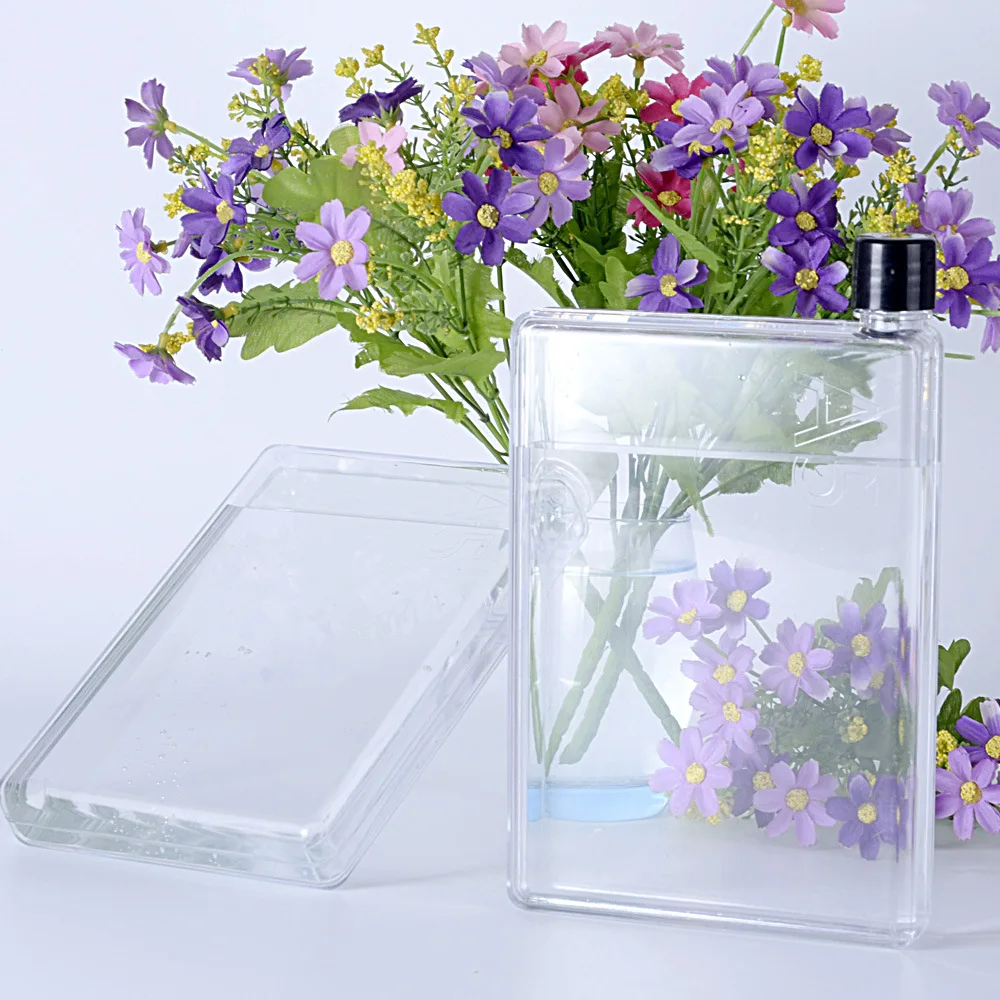 
BPA free plastic flat notebook water bottle A4 A5 380ml/450ml easy to carry 