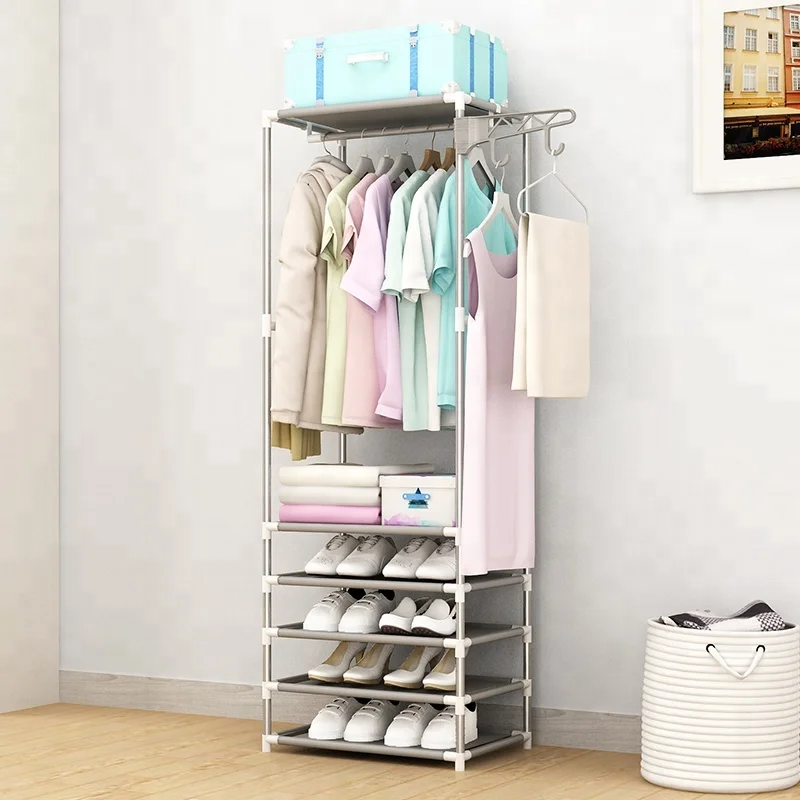 
Multi-functional storage coat rack metal clothes standing hanger 