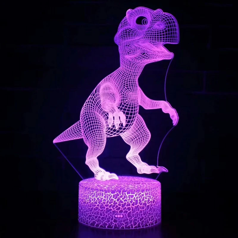 3D Illusion Led Lamp Dinosaur 7 Color Led Bulb Decoration Animal Night Light Touch Sleeping Nightlight Table Lamp Boys Gifts