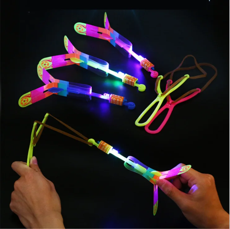 
wholesale luminous plastic toy arrows kids child led helicopter slingshot 