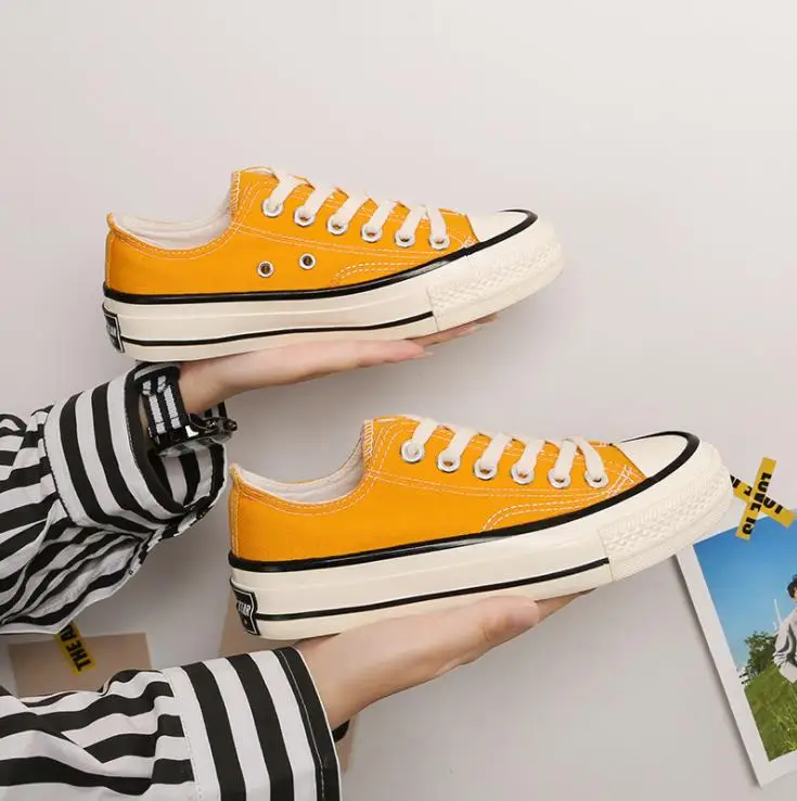 Hot Sale 1970s Retro Style Girls Canvas Shoes Couple Shoes ins Candy Color Student Casual Shoes