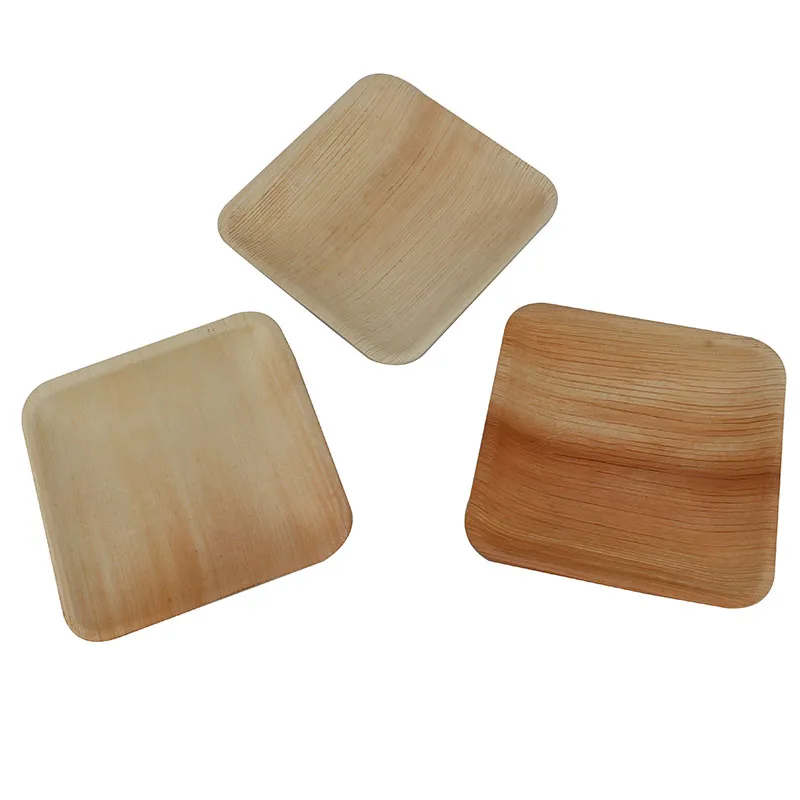 
8 Inch square Disposable Areca Leaf Dinnerware palm leave plate biodegradable palm leaf Party Plates 