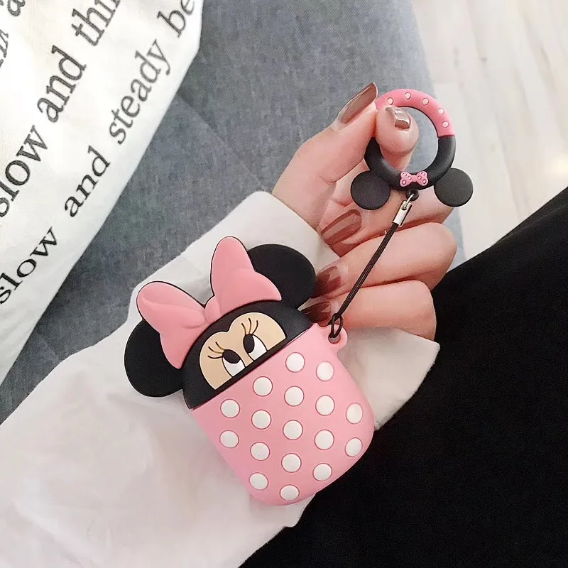 
Free Shipping Earphone Bags Case for Airpods Silicone Cover Bag Anti-lost Cute Cartoon Mickey Minnie 