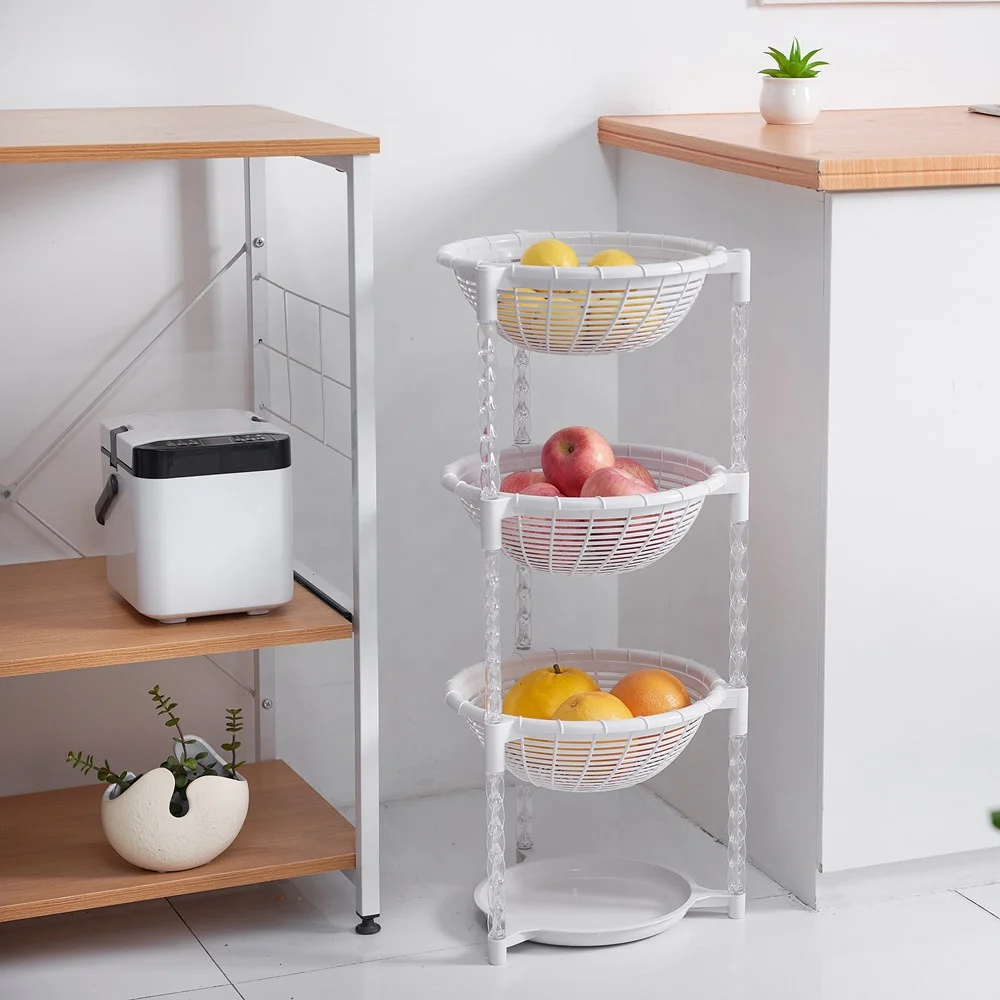 Kitchen Storage Rack Four Fruit Basket 4 Tier Plastic Shelf