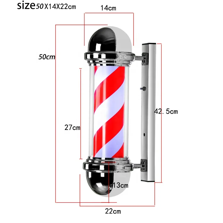 FACTORY HD-50 Barber Pole LED Light,Hair Salon Barber Shop Open Sign,Rotating Red White Blue LED Strips