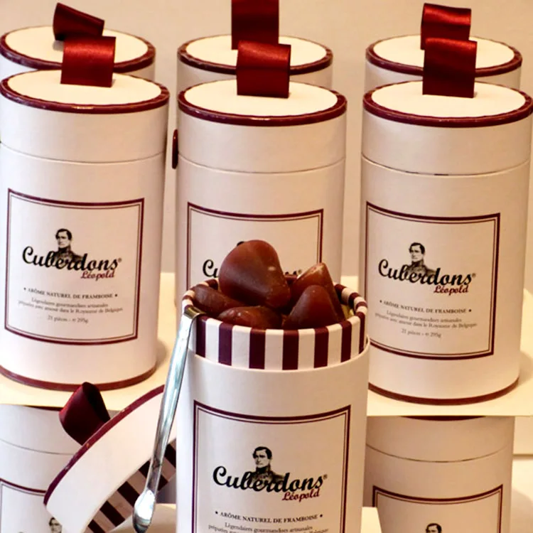 Custom Classic Belgium Cardboard Paper Canister For Food Cuberdons Packaging
