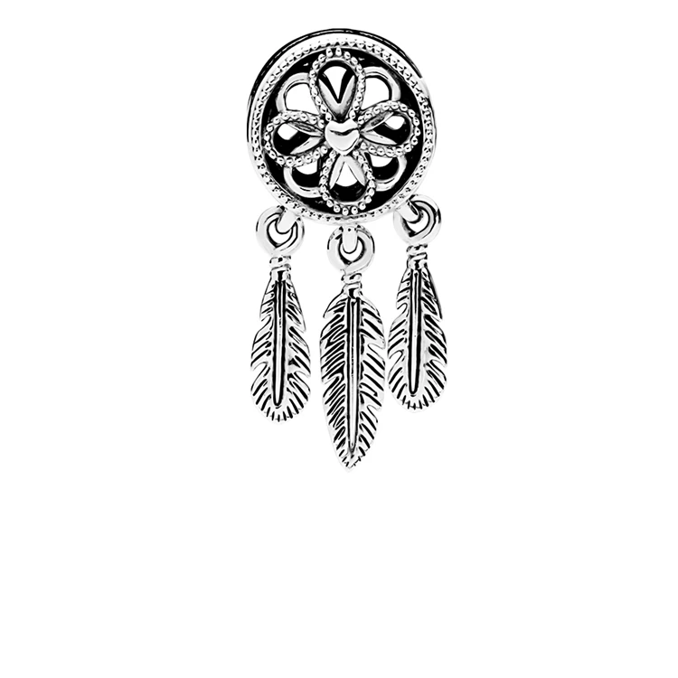 Wholesale spiritual dreamcatcher dangle charm fit snake bracelet fashionable 925 sterling silver Dreamcatcher charm
