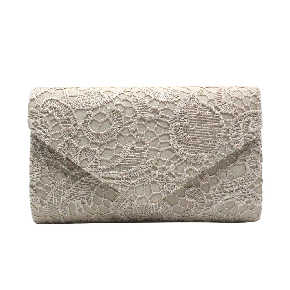 Wholesale Lace Flower Pattern Elegant Ladies Evening Wedding Hand Shoulder Women Clutch 2021 Purse