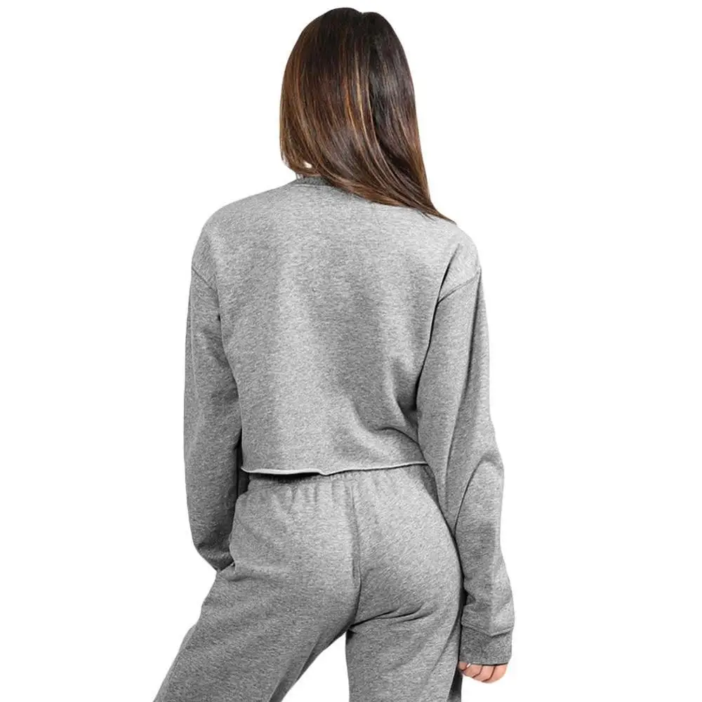 Sidiou Group Women Sport Yoga Crop Top Blouse O-Neck Long Sleeves Sportswear Pullover Top T-Shirt