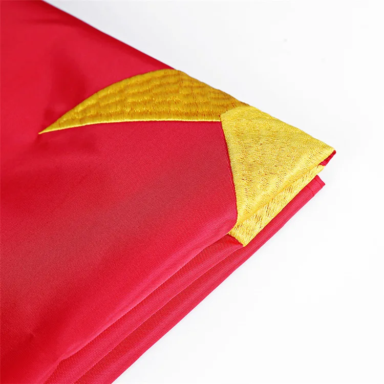Hot sale yellow knitted stars red foldable durable embroidered chinese national flag